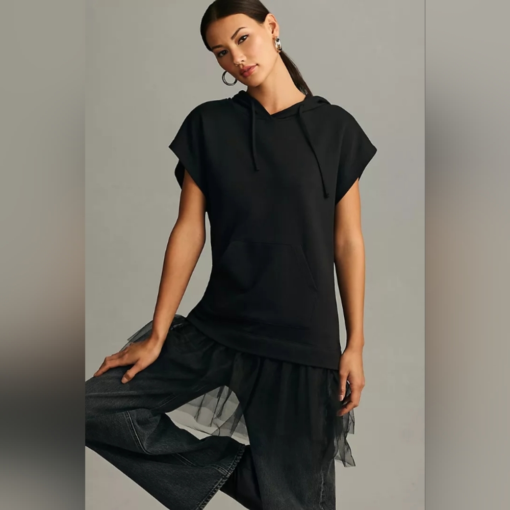NWOT Anthropologie Pilcro Tulle Short Sleeve Sweatshirt